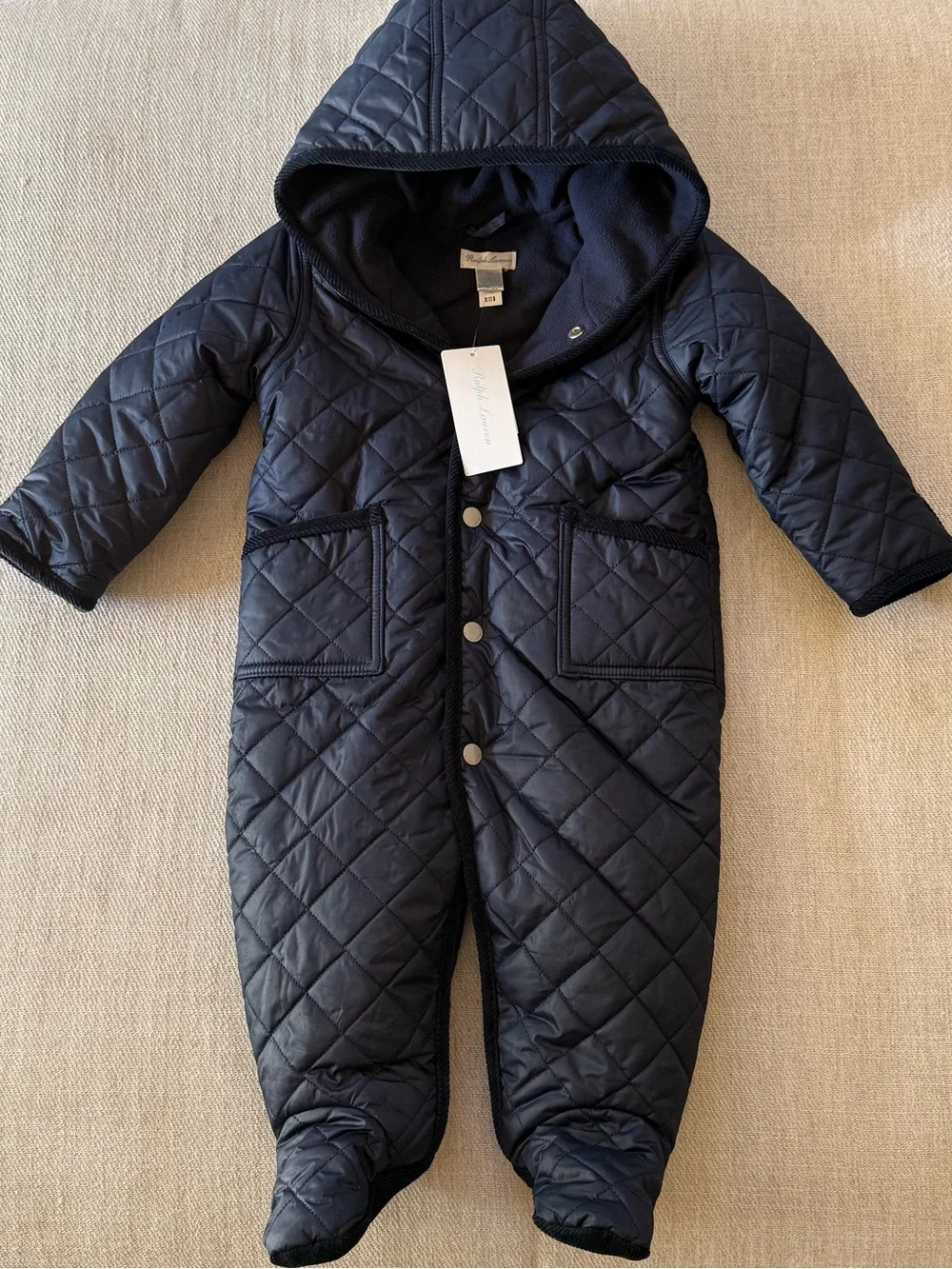 NWT Ralph Lauren Baby Hooded Barn Bunting – Navy – Size 9M